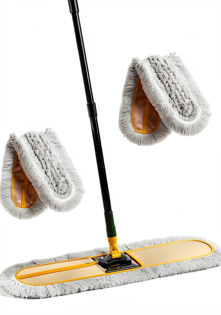 VOUBIEN 36 commercial dust mop with cotton head in use on a tile floor