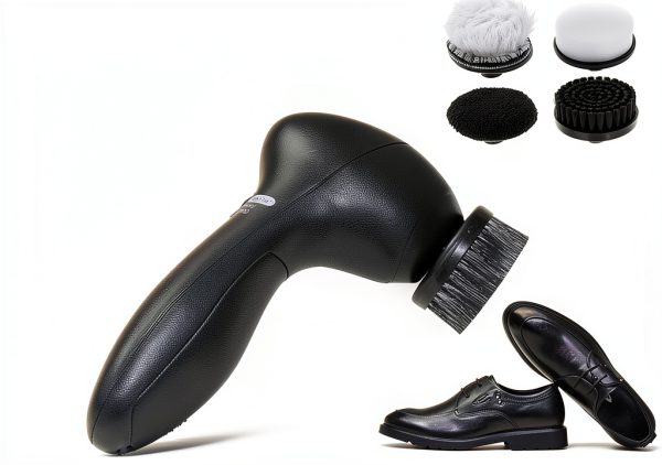 Kukyller Electric Shoe Shiner Brush Kit – Compact ABS Handle, 4‑Head-0