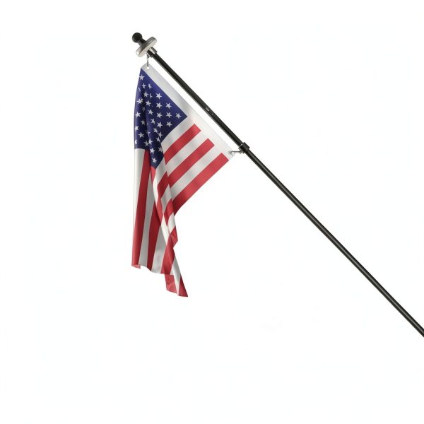 Flag Pole Kit ZMTECH 5FT Solar Light with American Flag Black-4