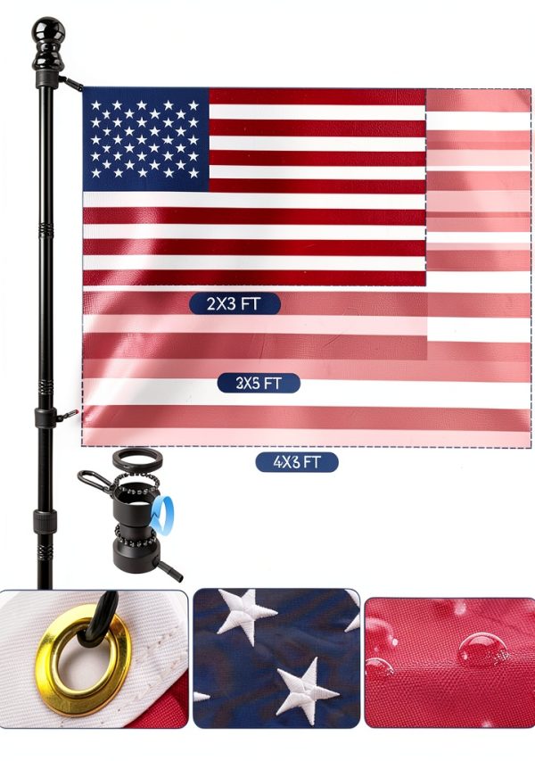 American Flag with Pole 5ft Heavy Duty Aluminum Kit with 3x5 ft Flag-5