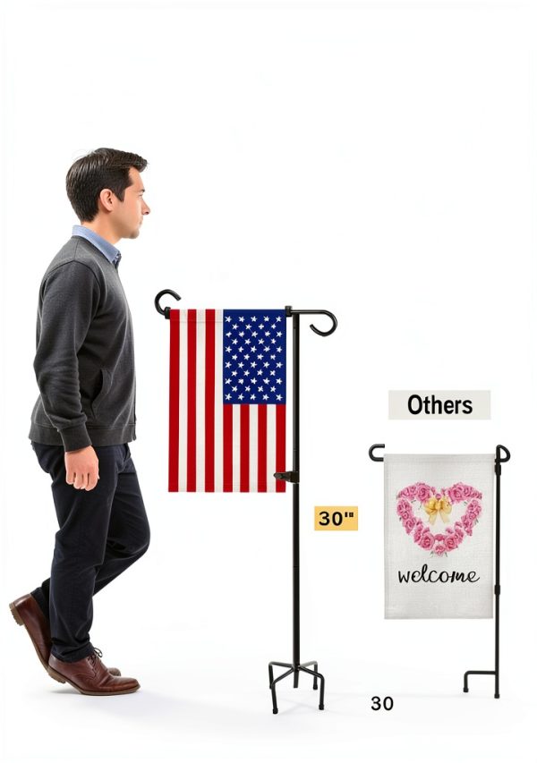 49 Inch Garden Yard Flag Stand Holder by BALIE SPACE 5 Fork Base-1
