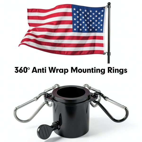 American Flag and Flag Pole for House Outside, 5ft Heavy Duty Flag Poles Kit with 3x5 Embroidered USA Flag, Tangle Free Steel Black Flag Pole with Bracket for Residential, Commercial, Outdoors Garden-4