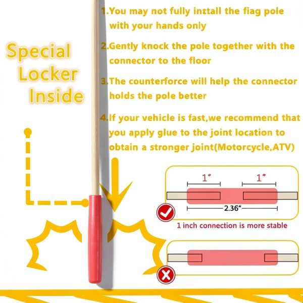 Bike Safety Flag by Uelfbaby 6ft Adjustable Fiberglass Pole Orange-2