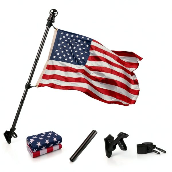 American Flag with Pole 5ft Heavy Duty Aluminum Kit with 3x5 ft Flag-1
