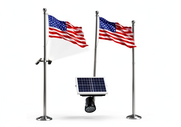 Solar Flag Pole Light 6000K LED IP65 Waterproof Clamp for 1.4-3” Poles-1