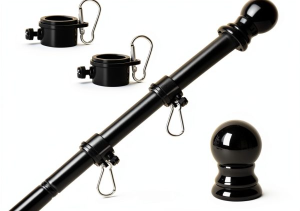 RSOTC Stainless Steel Outdoor Flag Pole 6ft Black Tangle Free-0
