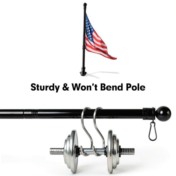 American Flag and Flag Pole for House Outside, 5ft Heavy Duty Flag Poles Kit with 3x5 Embroidered USA Flag, Tangle Free Steel Black Flag Pole with Bracket for Residential, Commercial, Outdoors Garden-5