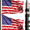 Telescopic Flag Pole NELXINJO 20ft Extra Thick Outdoor Black 3x5 Flag-0