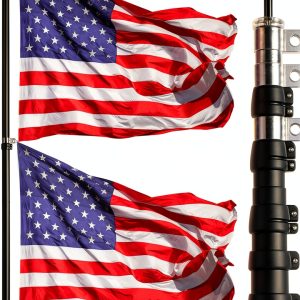 Telescopic Flag Pole NELXINJO 20ft Extra Thick Outdoor Black 3x5 Flag-0