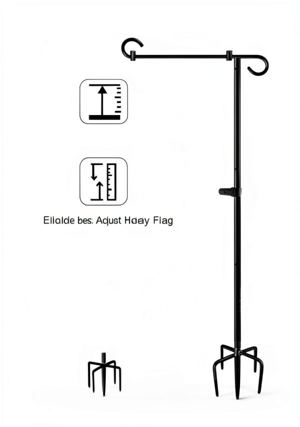 49 Inch Garden Yard Flag Stand Holder by BALIE SPACE 5 Fork Base-4