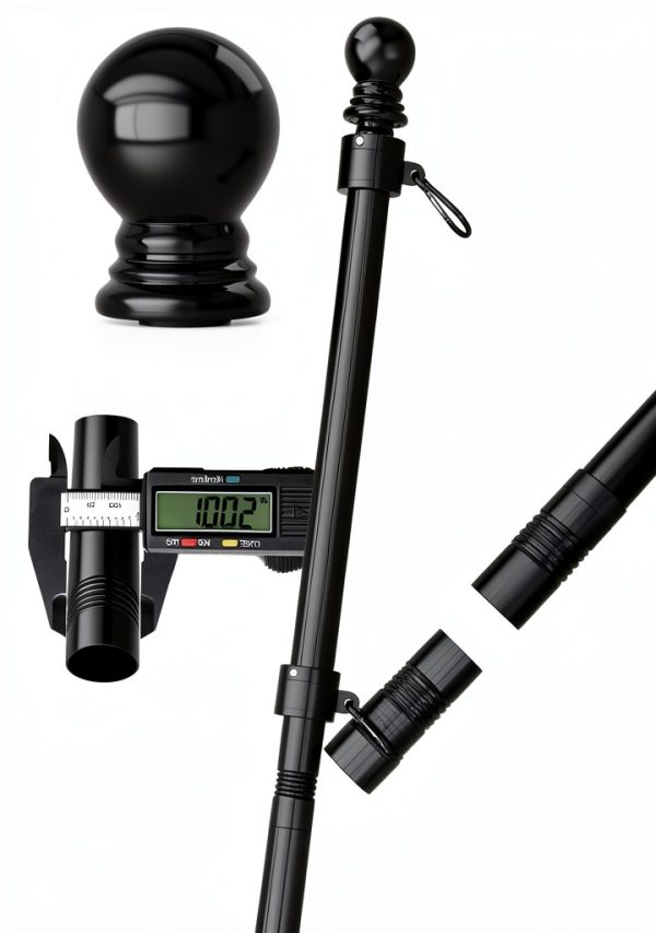 Flag Pole Kit ZMTECH 5FT Solar Light with American Flag Black-7