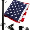 American Flag and Flag Pole for House Outside, 5ft Heavy Duty Flag Poles Kit with 3x5 Embroidered USA Flag, Tangle Free Steel Black Flag Pole with Bracket for Residential, Commercial, Outdoors Garden-0