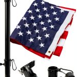 American Flag and Flag Pole for House Outside, 5ft Heavy Duty Flag Poles Kit with 3x5 Embroidered USA Flag, Tangle Free Steel Black Flag Pole with Bracket for Residential, Commercial, Outdoors Garden-0