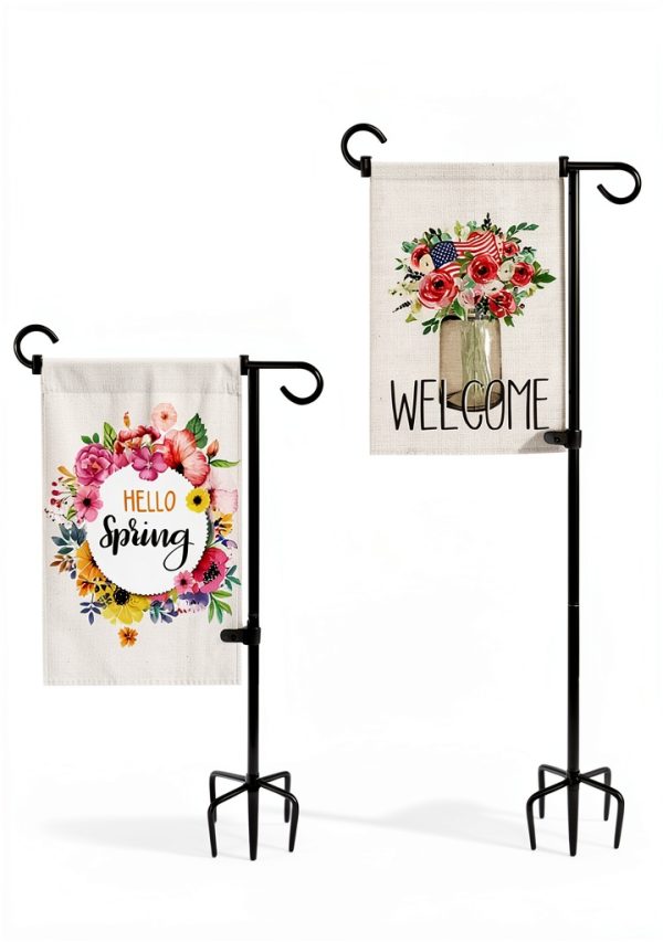 49 Inch Garden Yard Flag Stand Holder by BALIE SPACE 5 Fork Base-5