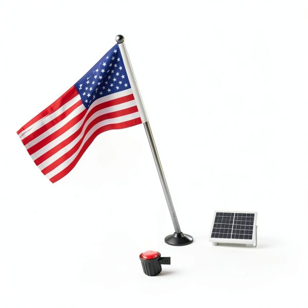 Solar Flag Pole Light 6000K LED IP65 Waterproof Clamp for 1.4-3” Poles-4