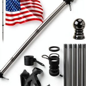 American Flag with Pole 5ft Heavy Duty Aluminum Kit with 3x5 ft Flag-0