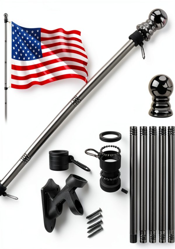 American Flag with Pole 5ft Heavy Duty Aluminum Kit with 3x5 ft Flag-0