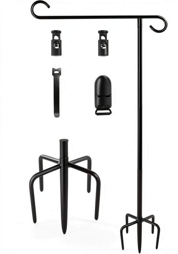 49 Inch Garden Yard Flag Stand Holder by BALIE SPACE 5 Fork Base-0