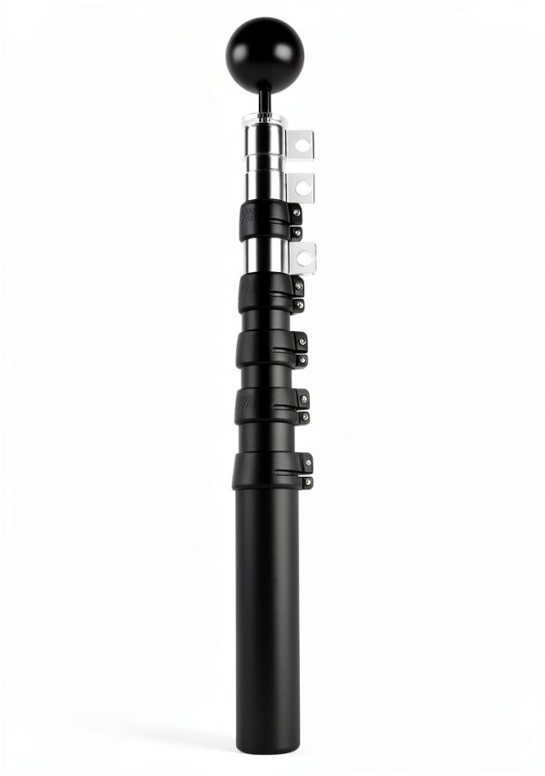 Telescopic Flag Pole NELXINJO 20ft Extra Thick Outdoor Black 3x5 Flag-2