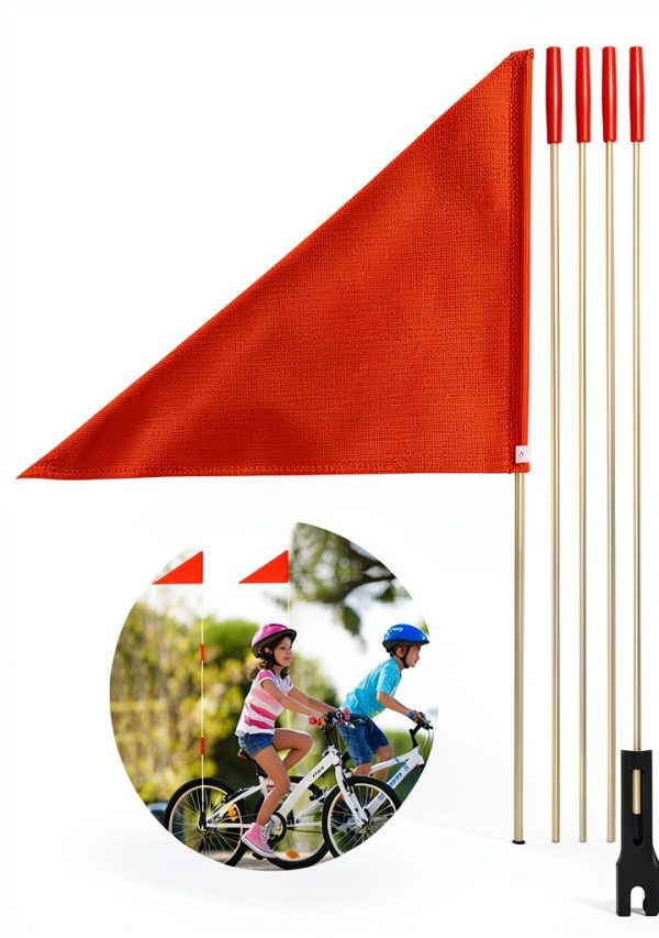 Bike Safety Flag by Uelfbaby 6ft Adjustable Fiberglass Pole Orange-0