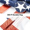 American Flag and Flag Pole for House Outside, 5ft Heavy Duty Flag Poles Kit with 3x5 Embroidered USA Flag, Tangle Free Steel Black Flag Pole with Bracket for Residential, Commercial, Outdoors Garden-2