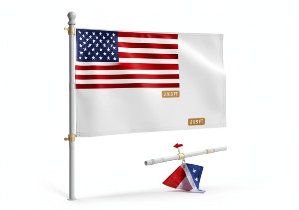 Barcetine 5ft Stainless Steel Flag Pole for House, Tangle Free Design with Two-Position Bracket, White, for 3x5 American Flag, Outdoor Use-1