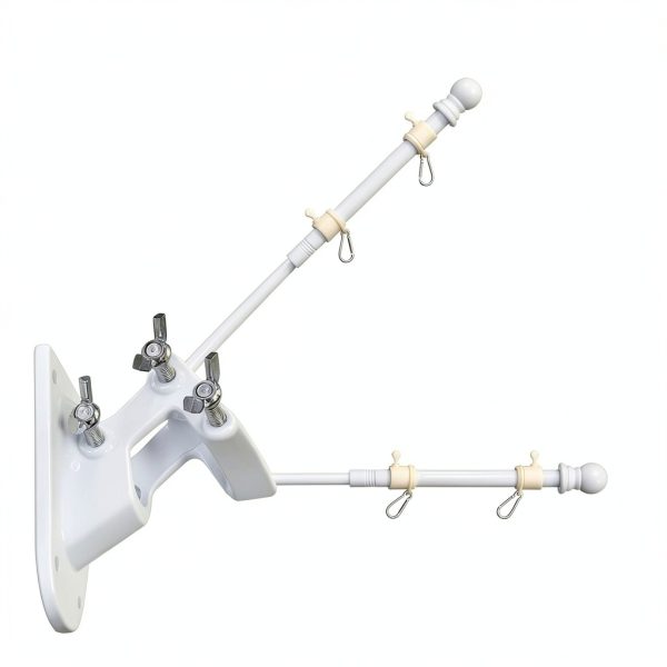 Barcetine 5ft Stainless Steel Flag Pole for House, Tangle Free Design with Two-Position Bracket, White, for 3x5 American Flag, Outdoor Use-4
