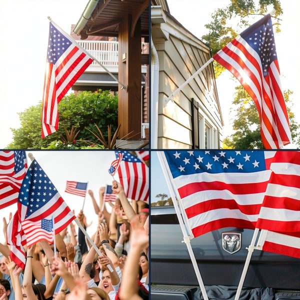 Barcetine 5ft Stainless Steel Flag Pole for House, Tangle Free Design with Two-Position Bracket, White, for 3x5 American Flag, Outdoor Use-6