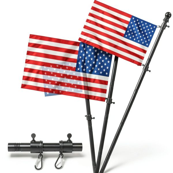 Barcetine Black Flag Poles 5ft Heavy‑Duty Metal Tangle‑Free Flagpole-2