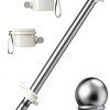 PHITRIC Flag Pole, Tangle Free Spinning Stainless Steel Rustproof Flagpole for 3x5 Sports Fan Outdoor Flags for Outside House (Silver, 5FT, Without Bracket)-0