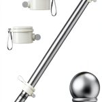 PHITRIC Flag Pole, Tangle Free Spinning Stainless Steel Rustproof Flagpole for 3x5 Sports Fan Outdoor Flags for Outside House (Silver, 5FT, Without Bracket)-0