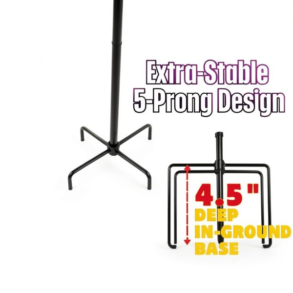 LCCBRO Garden Flag Stand Holder Pole with 5 Prong Base for Outside Double Flag, More Stable Yard Flag Stand Weather Proof, for Small Garden Flags 12 x 18, Holds Flags up to 13" Wide-2