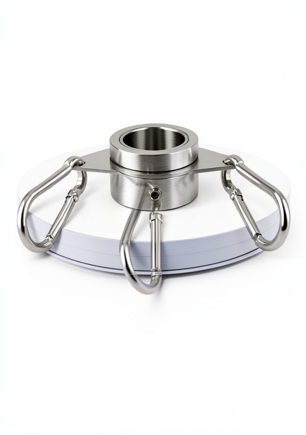 Flag Pole Rings 2 Pack 360° Rotating Mount with Carabiner Silver 1in-2