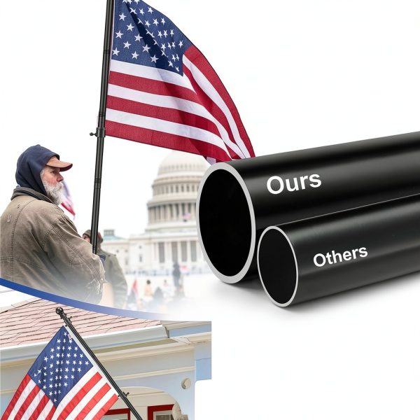 Barcetine Black Flag Poles 5ft Heavy‑Duty Metal Tangle‑Free Flagpole-3
