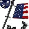 Barcetine American Flag with Pole - Includes 5ft Heavy Duty Flag Pole Holder for Outside House,3x5 Embroidered US Flag and Wall Mount Bracket,Tangle Free Flagpoles Kit for Porch,Garage,Outdoor-0