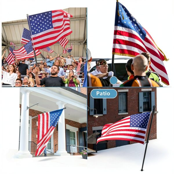 Barcetine American Flag with Pole - Includes 5ft Heavy Duty Flag Pole Holder for Outside House,3x5 Embroidered US Flag and Wall Mount Bracket,Tangle Free Flagpoles Kit for Porch,Garage,Outdoor-8