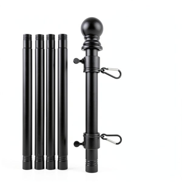 Barcetine Black Flag Poles 5ft Heavy‑Duty Metal Tangle‑Free Flagpole-4