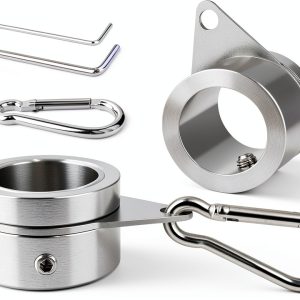 Flag Pole Rings 2 Pack 360° Rotating Mount with Carabiner Silver 1in-0