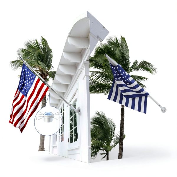 PHITRIC Flag Pole, Tangle Free Spinning Stainless Steel Rustproof Flagpole for 3x5 Sports Fan Outdoor Flags for Outside House (Silver, 5FT, Without Bracket)-1