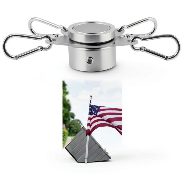 Flag Pole Rings Anovo 360° Rotating Anti‑Wrap Matte Silver 1‑Inch-1