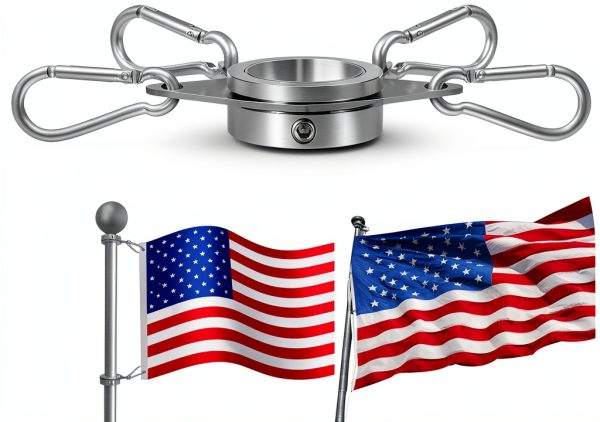 Flagpole Rings Anovo 360° Rotating Anti‑Wrap Matte Silver 1‑Inch 2pcs-1
