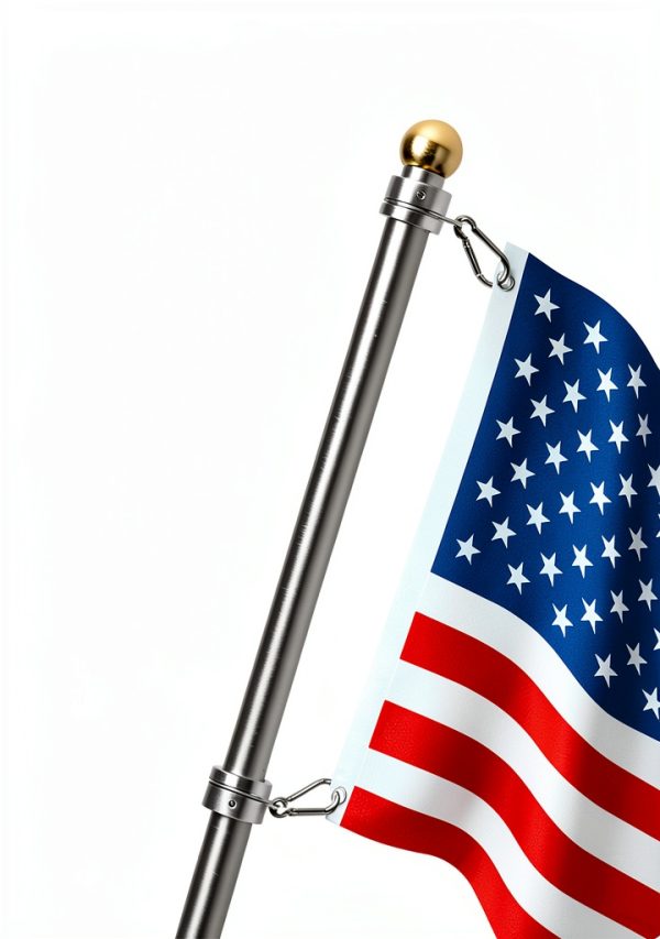 Flag Pole Rings 2 Pack 360° Rotating Mount with Carabiner Silver 1in-5