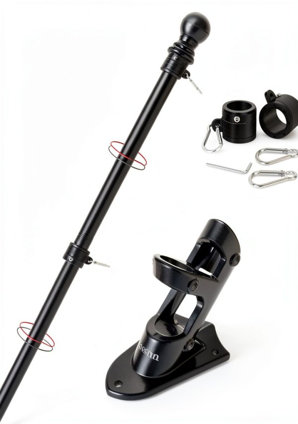 Flag Pole Yeesun 6FT Steel Flagpole with Anti Tangle Black-0