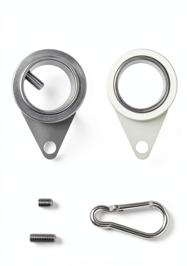 Flag Pole Rings 2 Pack 360° Rotating Mount with Carabiner Silver 1in-1