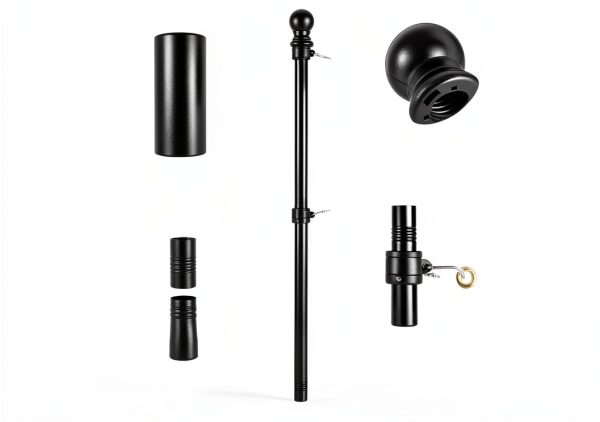 Flag Pole Yeesun 6FT Steel Flagpole with Anti Tangle Black-1
